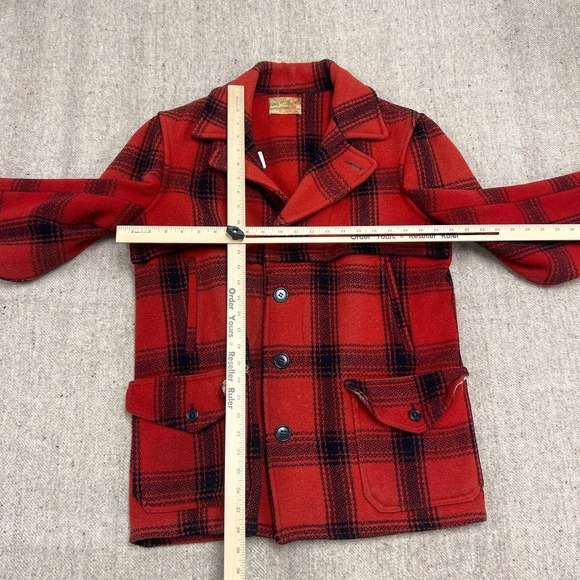Vintage Green Bay Clothing Hunting Jacket Mens Medium Red 1940s Plaid Wool - Picture 9 of 12